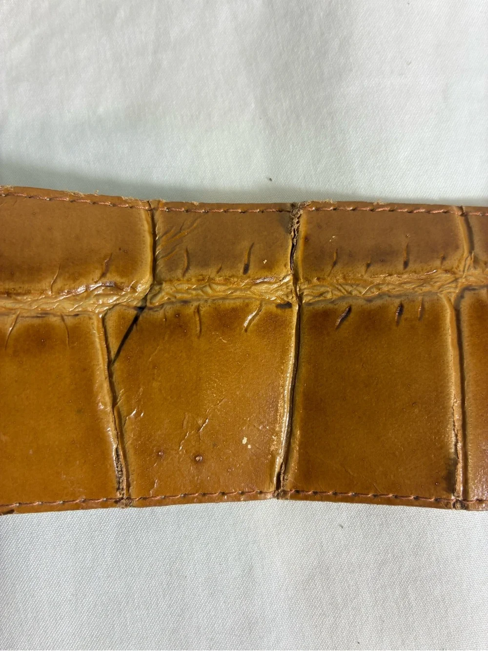 Womens belt 35” long Brown Croc-Textured faux leather Tortoiseshell Buckle